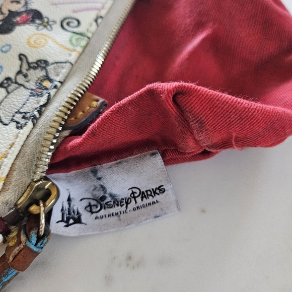 Dooney & Bourke Cream Disney Sketch Zip Pouch with Multicolor Accents - Picture 10 of 11